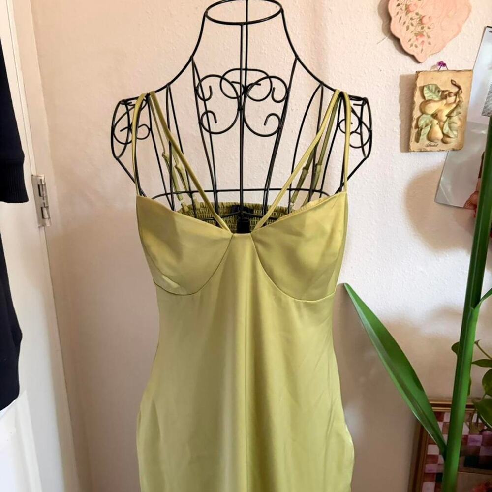 Lulus Midi Satin Green Strappy Dress L - Picture 2 of 8